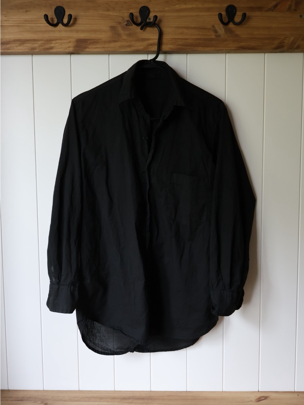 CP Shades Black Button-Up Shirt Cotton Oversized Women’s XS Natural Dye
